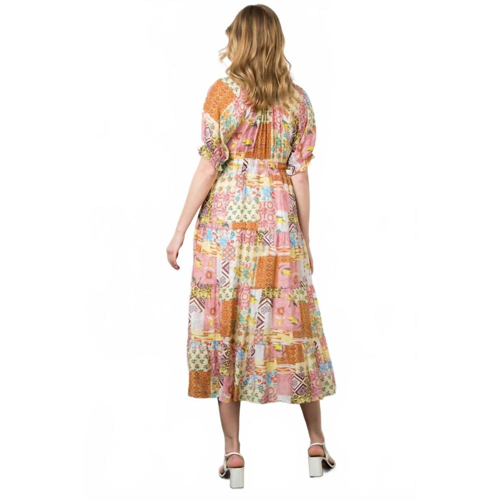 NEW THML floral quilted pattern midi dress in cream - Picture 2 of 3